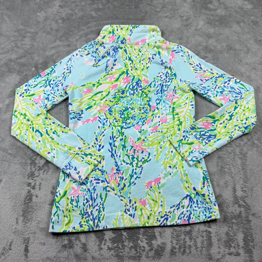 Lilly‎ Pulitzer Skipper Popover Womens XXS Blue Green Half Zip Sweatshirt 33261 - Picture 2 of 7